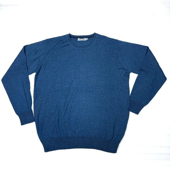 James Pringle Premium Blue Merino Wool Blend Crewneck Pullover Sweater Mens L - Picture 1 of 9